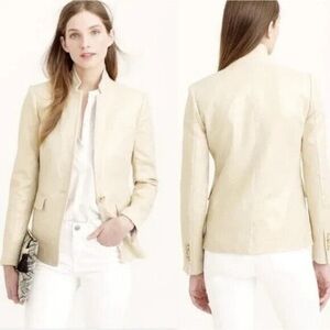 J Crew Regent Linen Blazer Metallic Gold Size 10